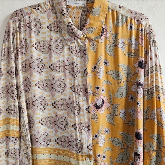 124 MNG MULTI PATTERN BUTTON DOEN SHIRT WOMEN'S SIZE 4 - Picture 6 of 7